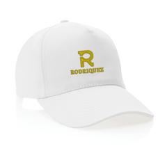 Vue Casquette 5 panneaux en coton recyclé 280gr IMPACT de couleur blanc| Krokrodeal