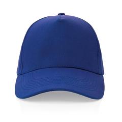 Vue Casquette 5 panneaux en coton recyclé 280gr IMPACT de couleur bleu| Krokrodeal