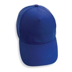 Vue Casquette 5 panneaux en coton recyclé 280gr IMPACT de couleur bleu| Krokrodeal