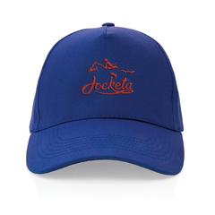 Vue Casquette 5 panneaux en coton recyclé 280gr IMPACT de couleur bleu| Krokrodeal