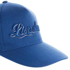 Vue Casquette 5 panneaux en coton recyclé 280gr IMPACT de couleur bleu| Krokrodeal