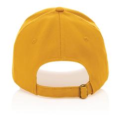 Vue Casquette 5 panneaux en coton recyclé 280gr IMPACT de couleur jaune| Krokrodeal