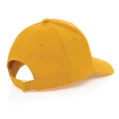 Vue Casquette 5 panneaux en coton recyclé 280gr IMPACT de couleur jaune| Krokrodeal