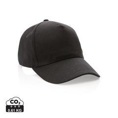 Vue Casquette 5 panneaux en coton recyclé 280gr IMPACT de couleur noir| Krokrodeal