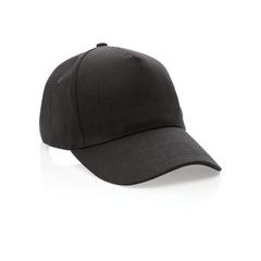 Vue Casquette 5 panneaux en coton recyclé 280gr IMPACT de couleur noir| Krokrodeal