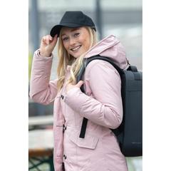 Vue Casquette 5 panneaux en coton recyclé 280gr IMPACT de couleur noir| Krokrodeal