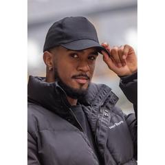 Vue Casquette 5 panneaux en coton recyclé 280gr IMPACT de couleur noir| Krokrodeal