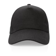 Vue Casquette 5 panneaux en coton recyclé 280gr IMPACT de couleur noir| Krokrodeal