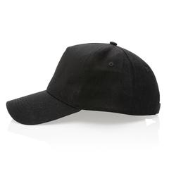Vue Casquette 5 panneaux en coton recyclé 280gr IMPACT de couleur noir| Krokrodeal