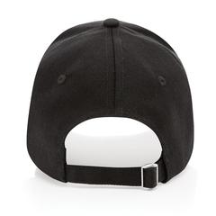 Vue Casquette 5 panneaux en coton recyclé 280gr IMPACT de couleur noir| Krokrodeal