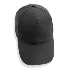 Vue Casquette 5 panneaux en coton recyclé 280gr IMPACT de couleur noir| Krokrodeal
