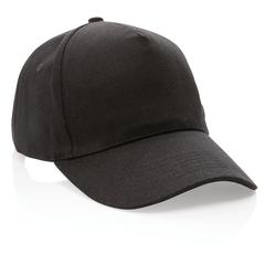 Vue Casquette 5 panneaux en coton recyclé 280gr IMPACT de couleur noir| Krokrodeal