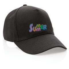 Vue Casquette 5 panneaux en coton recyclé 280gr IMPACT de couleur noir| Krokrodeal