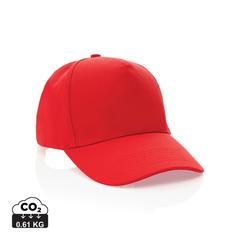 Vue Casquette 5 panneaux en coton recyclé 280gr IMPACT de couleur rouge| Krokrodeal