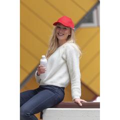 Vue Casquette 5 panneaux en coton recyclé 280gr IMPACT de couleur rouge| Krokrodeal