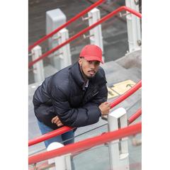 Vue Casquette 5 panneaux en coton recyclé 280gr IMPACT de couleur rouge| Krokrodeal