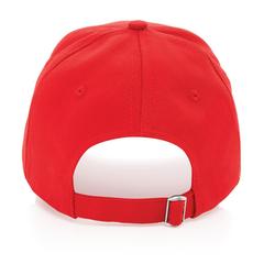 Vue Casquette 5 panneaux en coton recyclé 280gr IMPACT de couleur rouge| Krokrodeal