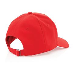 Vue Casquette 5 panneaux en coton recyclé 280gr IMPACT de couleur rouge| Krokrodeal