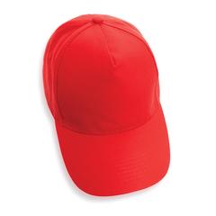 Vue Casquette 5 panneaux en coton recyclé 280gr IMPACT de couleur rouge| Krokrodeal