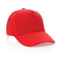 Vue Casquette 5 panneaux en coton recyclé 280gr IMPACT de couleur rouge| Krokrodeal