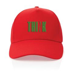 Vue Casquette 5 panneaux en coton recyclé 280gr IMPACT de couleur rouge| Krokrodeal