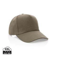 Vue Casquette 5 panneaux en coton recyclé 280gr IMPACT de couleur vert| Krokrodeal