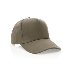 Vue Casquette 5 panneaux en coton recyclé 280gr IMPACT de couleur vert| Krokrodeal