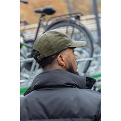 Vue Casquette 5 panneaux en coton recyclé 280gr IMPACT de couleur vert| Krokrodeal