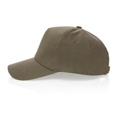 Vue Casquette 5 panneaux en coton recyclé 280gr IMPACT de couleur vert| Krokrodeal
