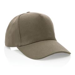 Vue Casquette 5 panneaux en coton recyclé 280gr IMPACT de couleur vert| Krokrodeal