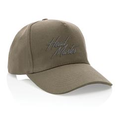 Vue Casquette 5 panneaux en coton recyclé 280gr IMPACT de couleur vert| Krokrodeal