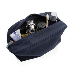 Vue Trousse de toilette en toile recyclée non teintée Aware™ de couleur bleu| Krokrodeal