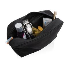 Vue Trousse de toilette en toile recyclée non teintée Aware™ de couleur noir| Krokrodeal