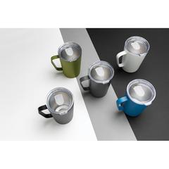 Vue Tasse moderne en acier inoxydable recyclé RCS avec couvercle de couleur gris| Krokrodeal