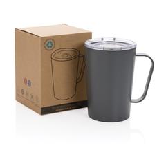 Vue Tasse moderne en acier inoxydable recyclé RCS avec couvercle de couleur gris| Krokrodeal