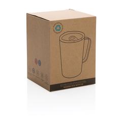 Vue Tasse moderne en acier inoxydable recyclé RCS avec couvercle de couleur gris| Krokrodeal