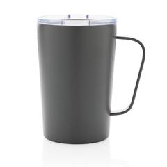 Vue Tasse moderne en acier inoxydable recyclé RCS avec couvercle de couleur gris| Krokrodeal