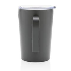Vue Tasse moderne en acier inoxydable recyclé RCS avec couvercle de couleur gris| Krokrodeal