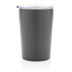 Vue Tasse moderne en acier inoxydable recyclé RCS avec couvercle de couleur gris| Krokrodeal