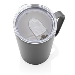 Vue Tasse moderne en acier inoxydable recyclé RCS avec couvercle de couleur gris| Krokrodeal