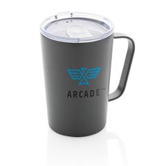 Vue Tasse moderne en acier inoxydable recyclé RCS avec couvercle de couleur gris| Krokrodeal