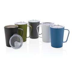 Vue Tasse moderne en acier inoxydable recyclé RCS avec couvercle de couleur gris| Krokrodeal