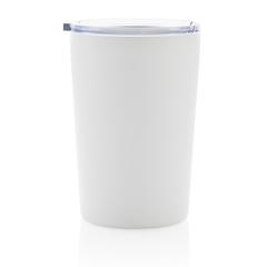 Vue Tasse moderne en acier inoxydable recyclé RCS avec couvercle de couleur blanc| Krokrodeal