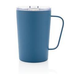 Vue Tasse moderne en acier inoxydable recyclé RCS avec couvercle de couleur bleu| Krokrodeal