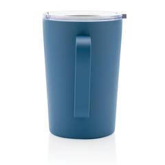 Vue Tasse moderne en acier inoxydable recyclé RCS avec couvercle de couleur bleu| Krokrodeal