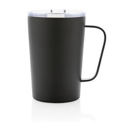 Vue Tasse moderne en acier inoxydable recyclé RCS avec couvercle de couleur noir| Krokrodeal