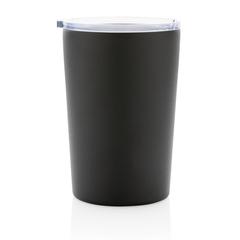 Vue Tasse moderne en acier inoxydable recyclé RCS avec couvercle de couleur noir| Krokrodeal