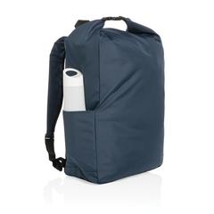 Vue Sac à dos rolltop en rPET Impact AWARE™ de couleur bleu| Krokrodeal
