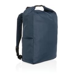 Vue Sac à dos rolltop en rPET Impact AWARE™ de couleur bleu| Krokrodeal