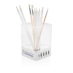 Vue Porte-crayon chargeur USB de couleur blanc| Krokrodeal